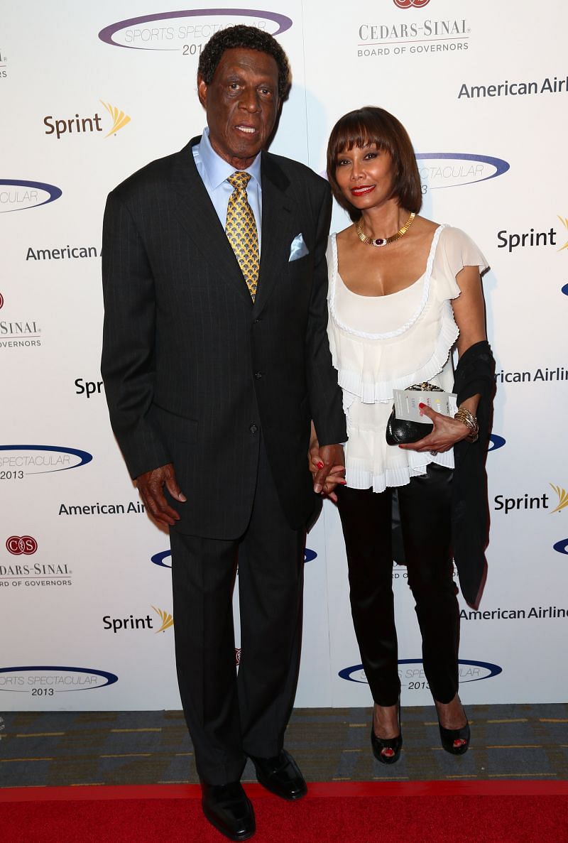 Retired NBA player Elgin Baylor (left) and his wife