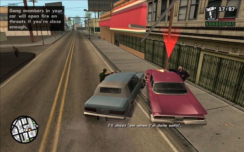 Big Smoke refuses to shoot at the Ballas (Image via Rockstar Games)