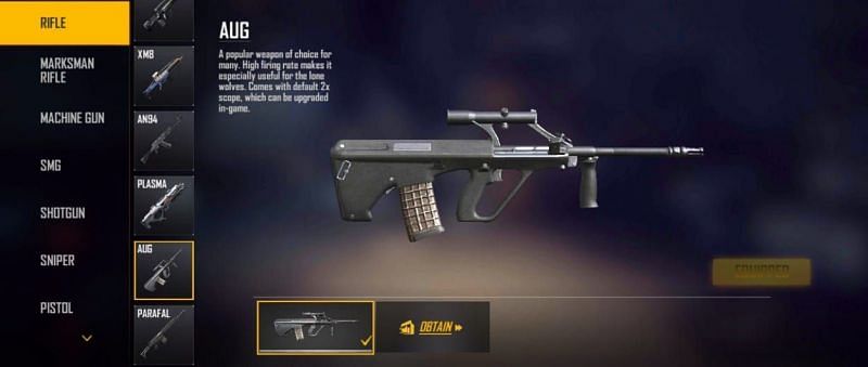 AUG is among the deadliest weapons in Free Fire for short-range combat (Image via Free Fire)