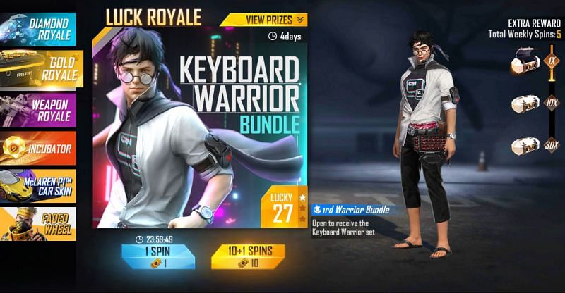 The Keyboard Warrior Gold Royale ends in 4 days, i.e., on August 5th, 2021 (Image via Free Fire)