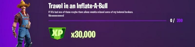 &quot;Travel in an Inflate-A-Bull&quot; Fortnite week 10 Epic challenge (Image via XTigerHyperX)