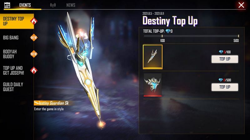 Guardian Skyboard - Top up 100 diamonds (Image via Free Fire)