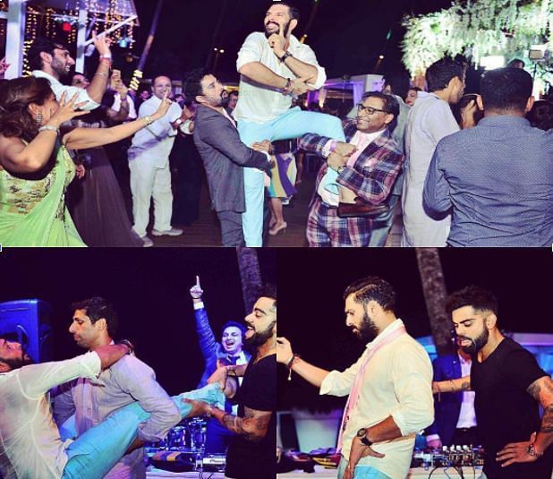 Yuvraj Singh celebrating his wedding with his friends