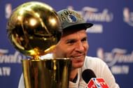 Jason Kidd #2 of the Dallas Mavericks after winning the 2011 NBA Finals.