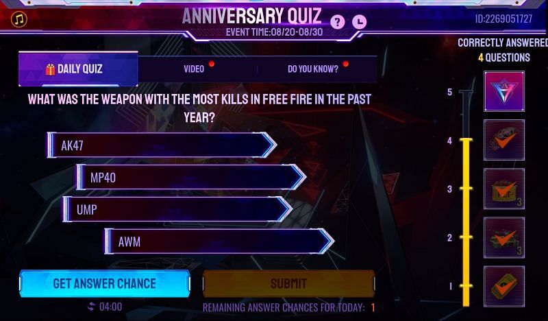 The question for 24 August (Image via Free Fire)