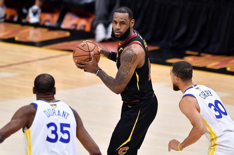 LeBron James against Stephen Curry and Kevin Durant in the 2018 NBA Finals [Source: Bleacher Report]