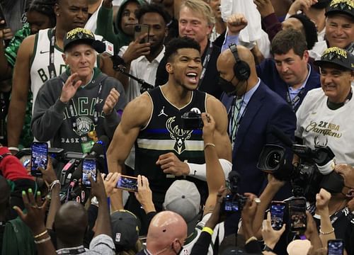 Giannis Antetokounmpo #34 of the Milwaukee Bucks is an elite defender