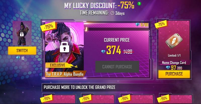Users can get items event at a hefty discount of 90%(Image via Free Fire)