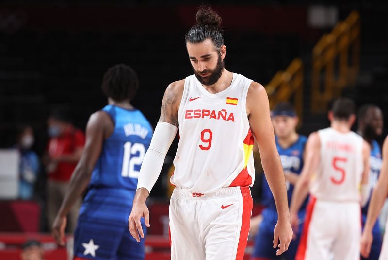 Ricky Rubio reacts during Spain&#039;s quarterfinal against the United States