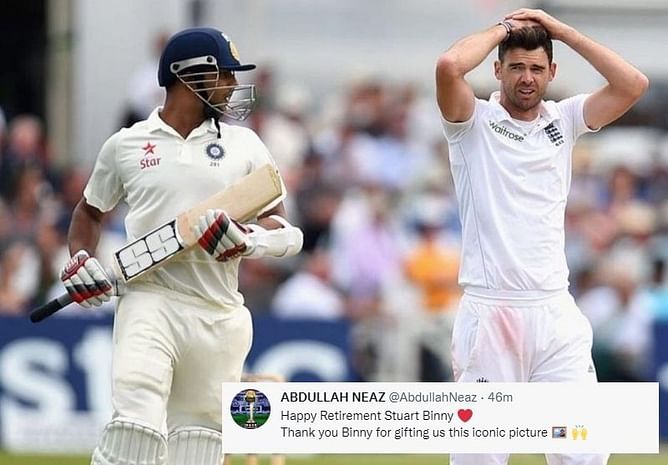 “Thank you for this iconic picture” - As Stuart Binny announces retirement, Twitterati remembers him as the batter who frustrated James Anderson