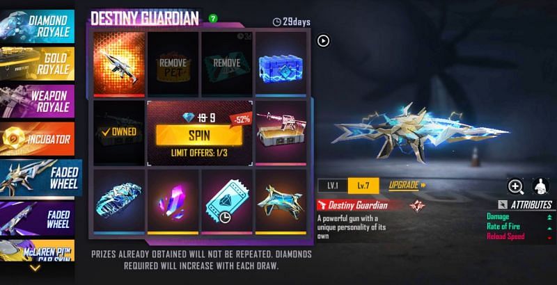 The wheel can be spinned to get a random reward (Image via Free Fire)