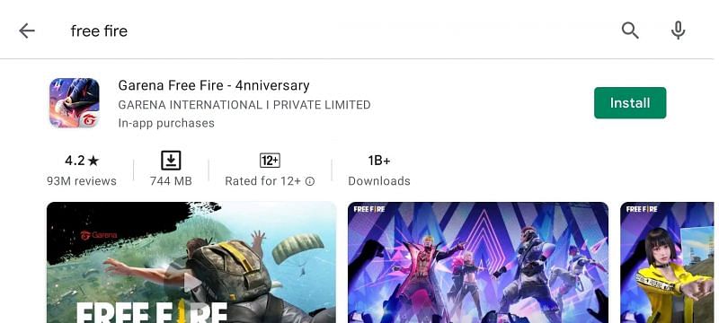 Tap on the &quot;Install&quot; option to download Free Fire (Image via Google Play Store)