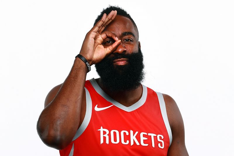 James Harden in Houston Rockets&#039; colors