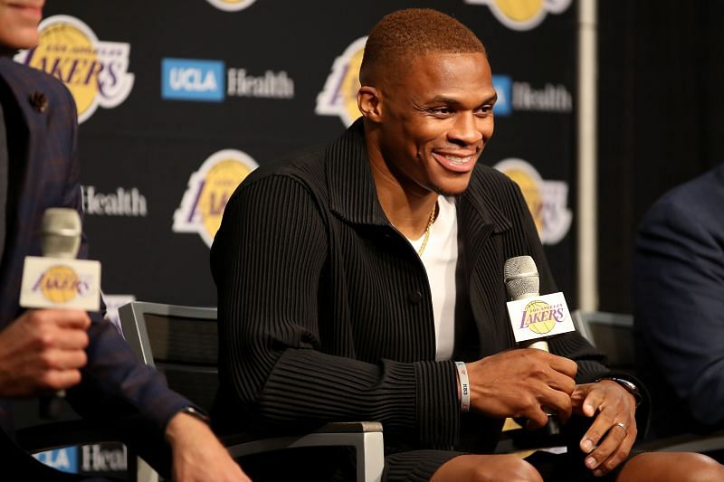 Russell Westbrook at the LA Lakers press conference.