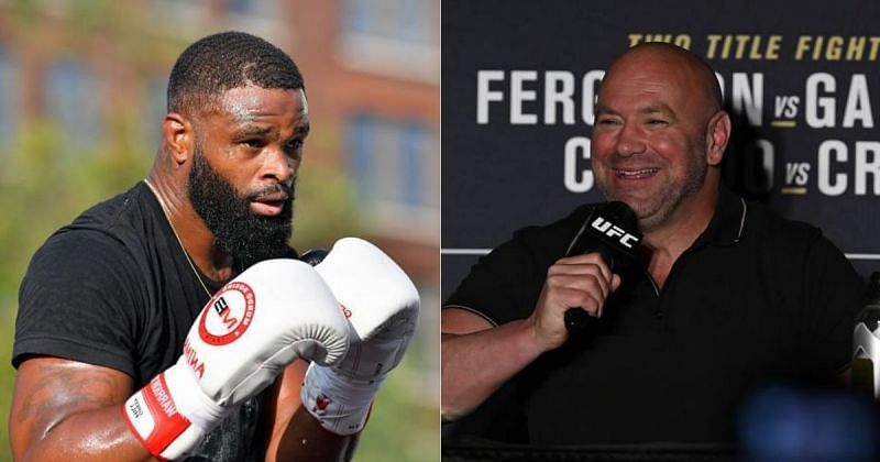 Tyron Woodley (left) and Dana White (right)