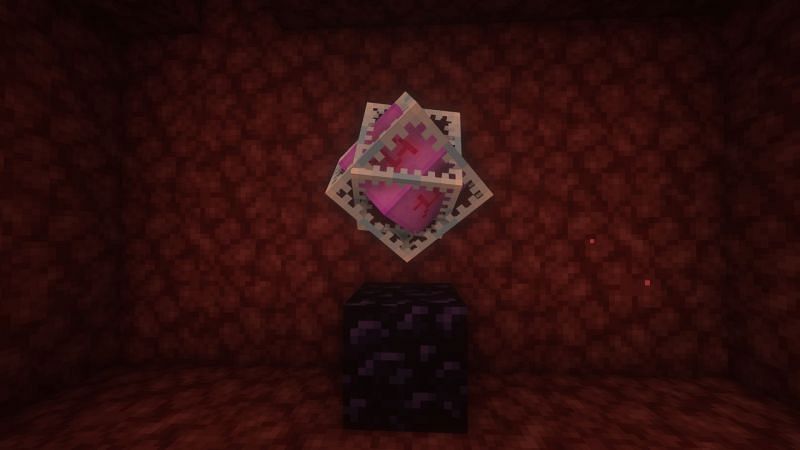 An end crystal in the Nether world (Image via Minecraft)