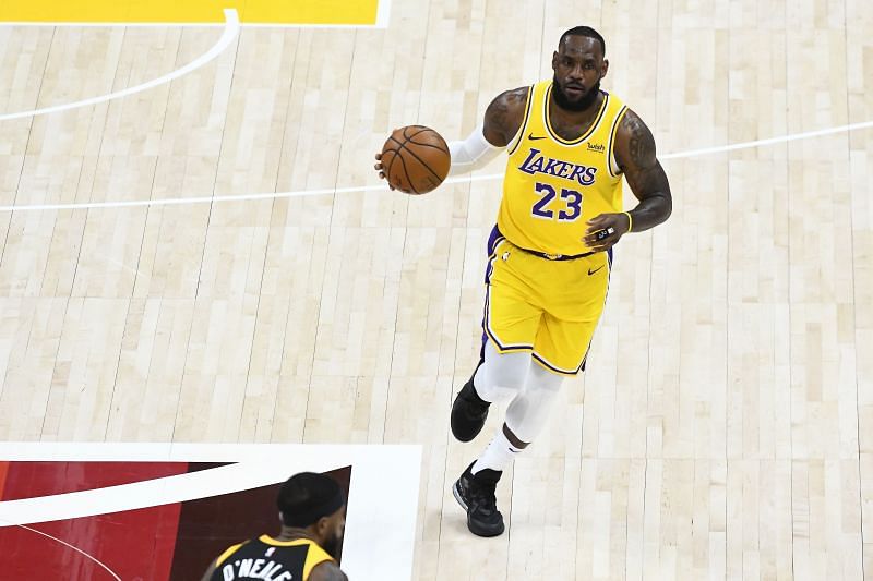 LeBron James #23 in action during a game.