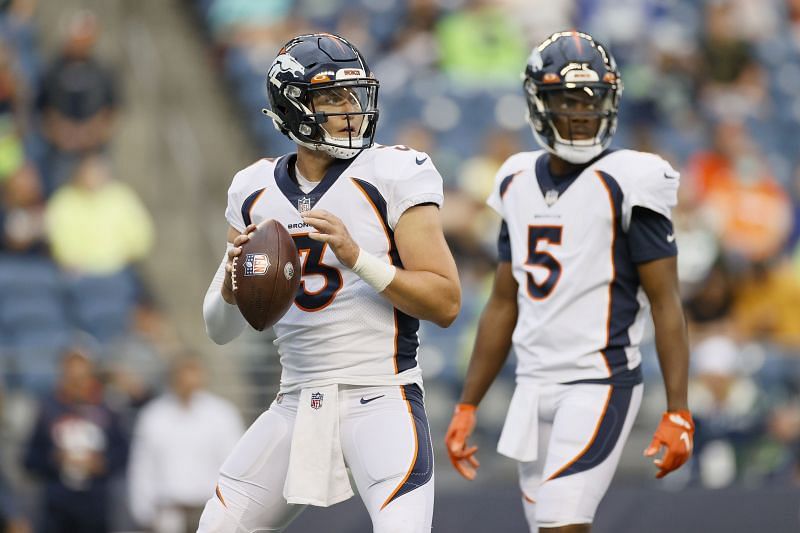 Denver Broncos quarterbacks Drew Lock and Teddy Bridgewater