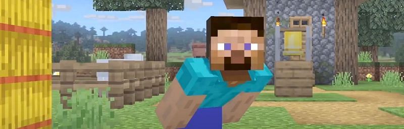 Steve in Minecraft, the standard skin available to all players (Image via Minecraft)