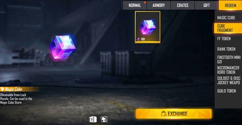 Press the exchange button to get the cube (Image via Free Fire)