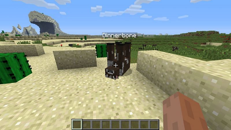 Upsidedown cow (Image via Minecraft)