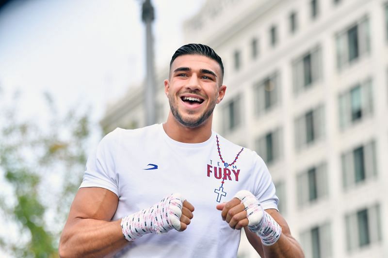 Tommy Fury at a media workout session