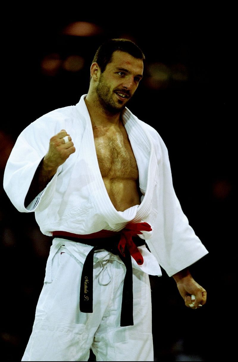 22 Jul 1996: Pawel Nastula of Poland celebrates after winning gold in the 96kg category in men&#039;s judo.