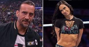 AJ Lee reacts after CM Punk mentions her on AEW Dynamite