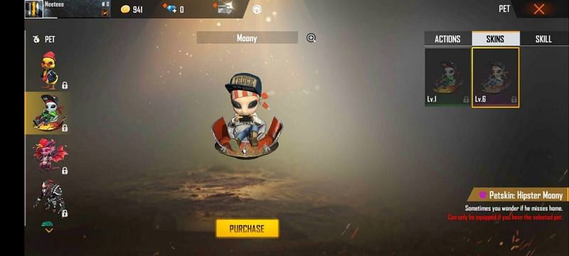 Moony in Hipster Moony pet skin (Image via Garena Free Fire)