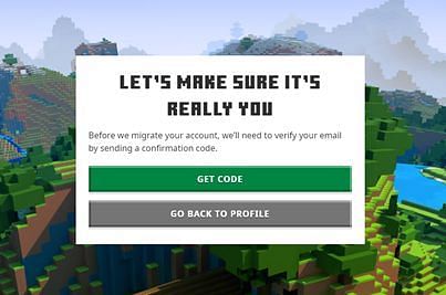 The button &quot;Get code&quot; must now be pressed to receive a confirmation code (Image via minecraft.net)