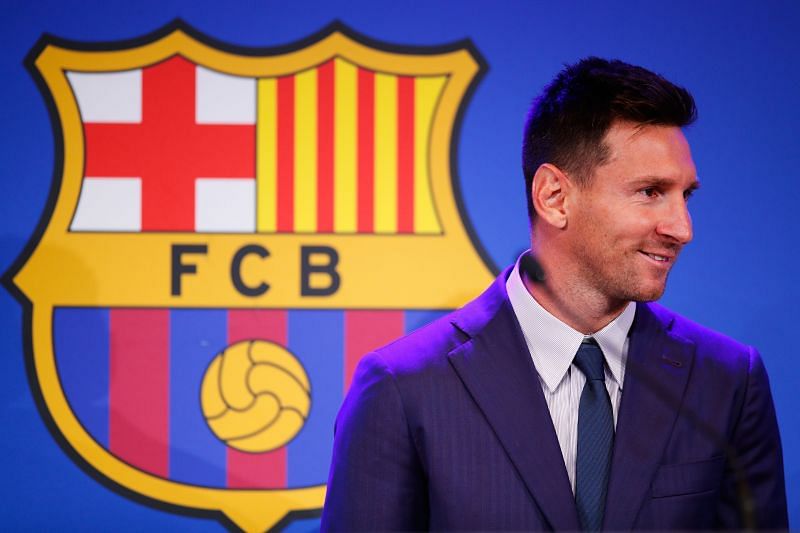 Lionel Messi at a recent Barcelona Press Conference
