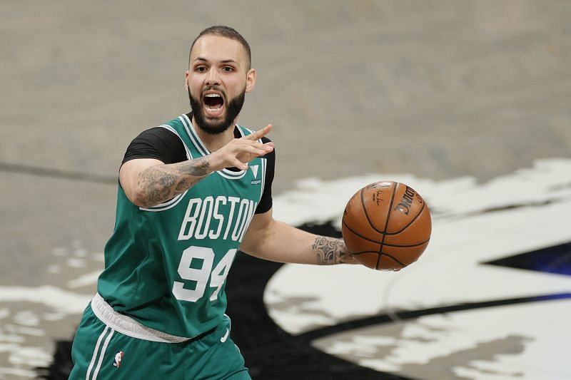 Evan Fournier #94 calls a play during the playoffs.