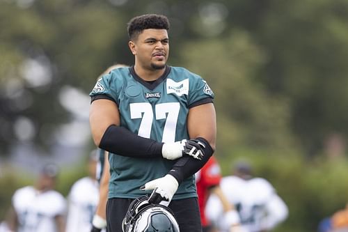 Andre Dillard at the Philadelphia Eagles Training Camp