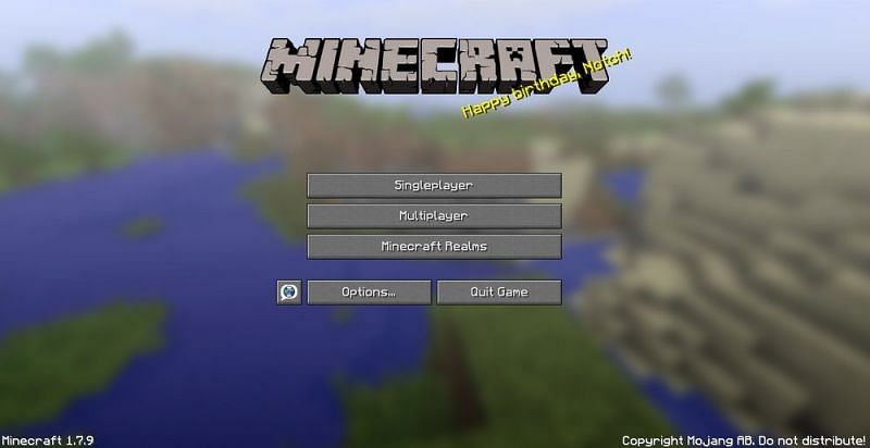 &quot;Happy Birthday, Notch!&quot; splash text in the game (Image via Minecraft)