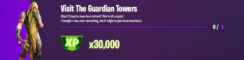 &quot;Visit the Guardian Towers&quot; Fortnite week 10 Epic challenge (Image via XTigerHyperX)