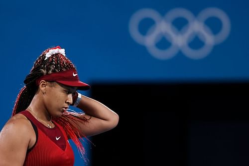 Naomi Osaka in action at the Tokyo Olympics