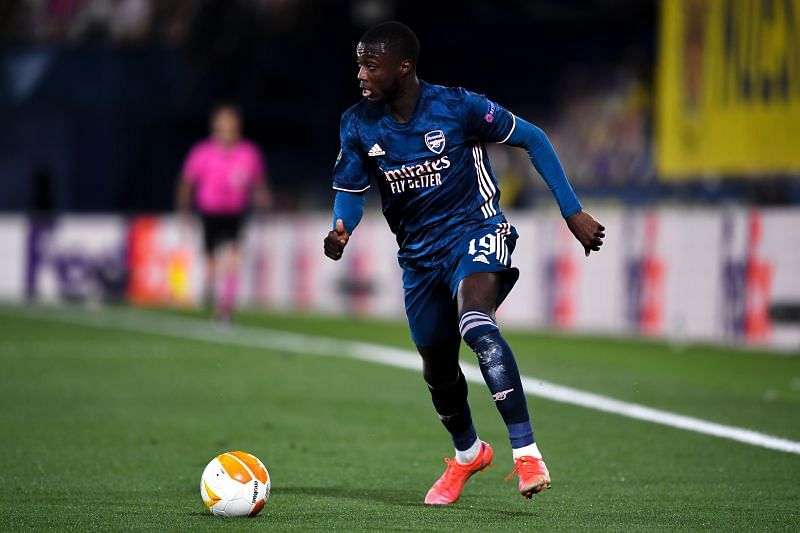 Nicolas Pepe in action for Arsenal during the 2020-21 season
