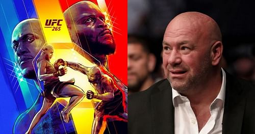 Derrick Lewis vs. Ciryl Gane poster by Cesar Moreno (left), Dana White (right) [Left Image Courtesy: @ufc on Twitter]