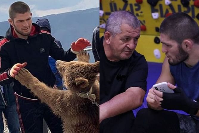 "Bite him back" - Khabib Nurmagomedov on his father's savage reply when he had complained about wrestling a bear