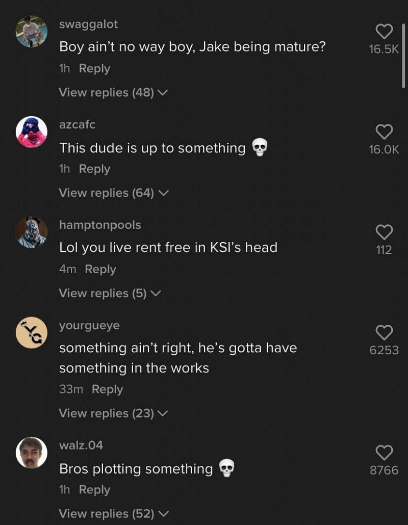 Jake Paul surprises fans by congratulating KSI on his song with Lil Wayne 3/3 (Image via TikTok)