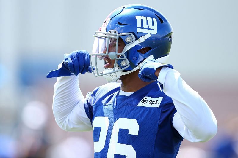 &lt;a href=&#039;https://www.sportskeeda.com/nfl/saquon-barkley&#039; target=&#039;_blank&#039; rel=&#039;noopener noreferrer&#039;&gt;Saquon Barkley&lt;/a&gt; - New York Giants Training Camp