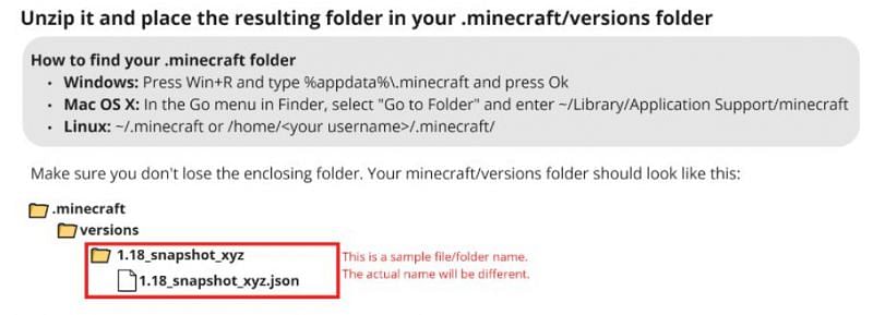 Unzip file (Image via Mojang)