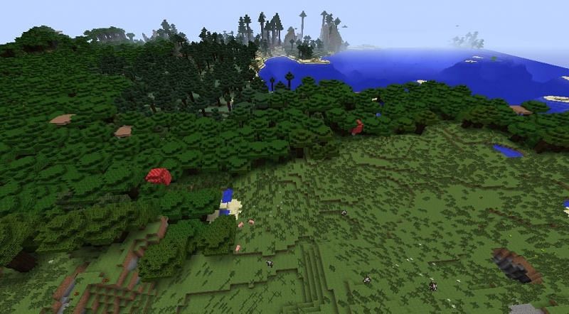 Roofed Forest biome with tons of trees and loot for players! (Image via Minecraft)