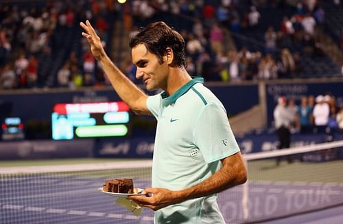 Roger Federer on his 33th birthday at the 2014 Rogers Cup