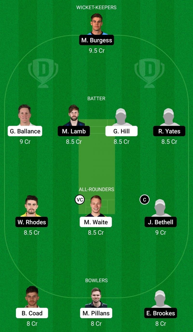 Dream11 Team 1 for Yorkshire vs Warwickshire - Royal London One-Day Cup 2021. 