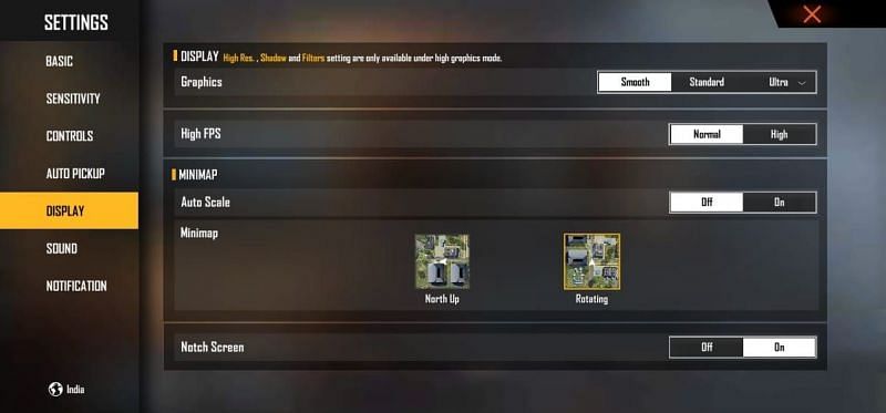 Ideal Display settings for low-end smartphones (Image via Free Fire)