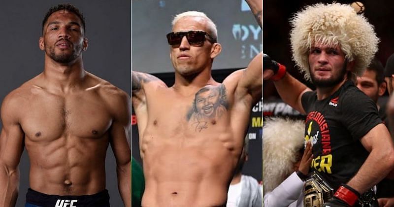 Kevin Lee (left), Charles Oliveira (middle) and Khabib Nurmagomedov (right) [Image credits: @motownphenom and @charlesdobronxs on Instagram]