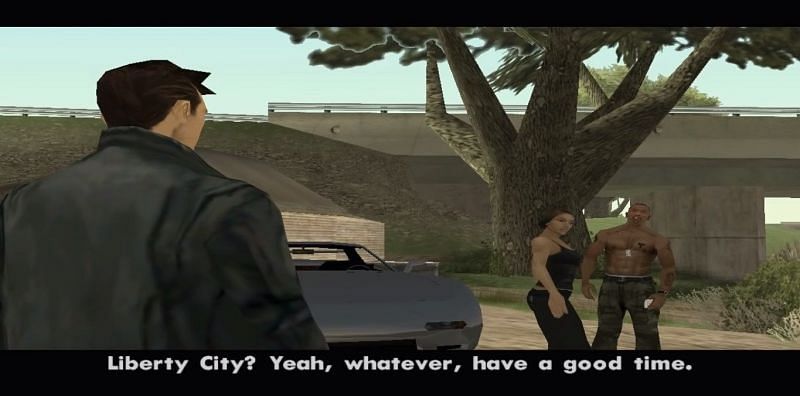 CJ and Claude meet for the first time in the GTA series (Image via Rockstar Games)
