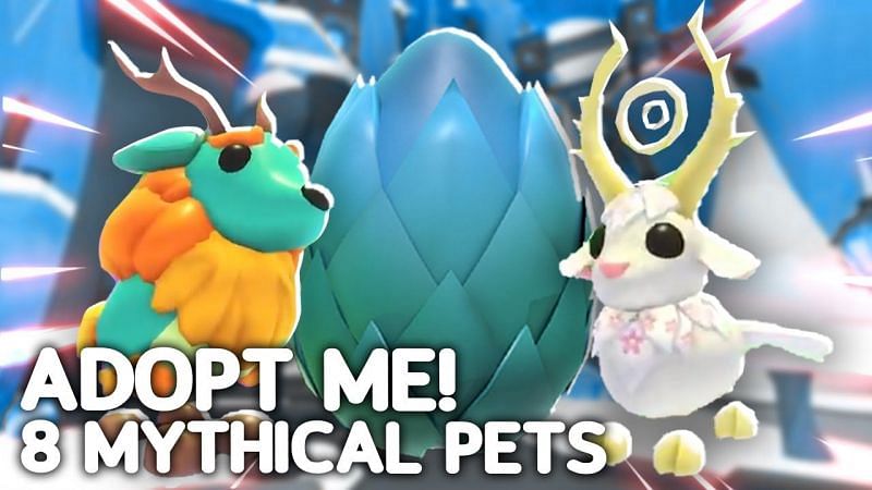 A showcase image of some Mythic Egg pets in Adopt Me! (Image via Roblox Corporation)