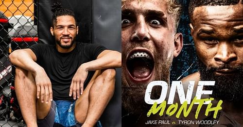 Kevin Lee (left), Jake Paul & Tyron Woodley (right) [Images via Instagram @motownphenom @twooodley]